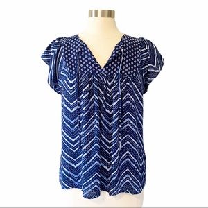 GAP Chevron Short Sleeve Blouse Blue NWT